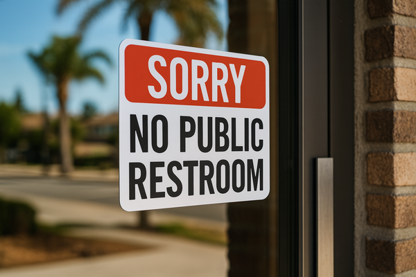 No Public Restroom Signs for California Businesses. Wording, Placement, and Style