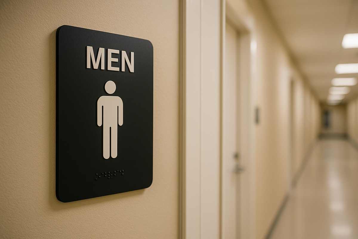 Men’s Restroom Signs in California. ADA Compliance, Door Symbols, and Design