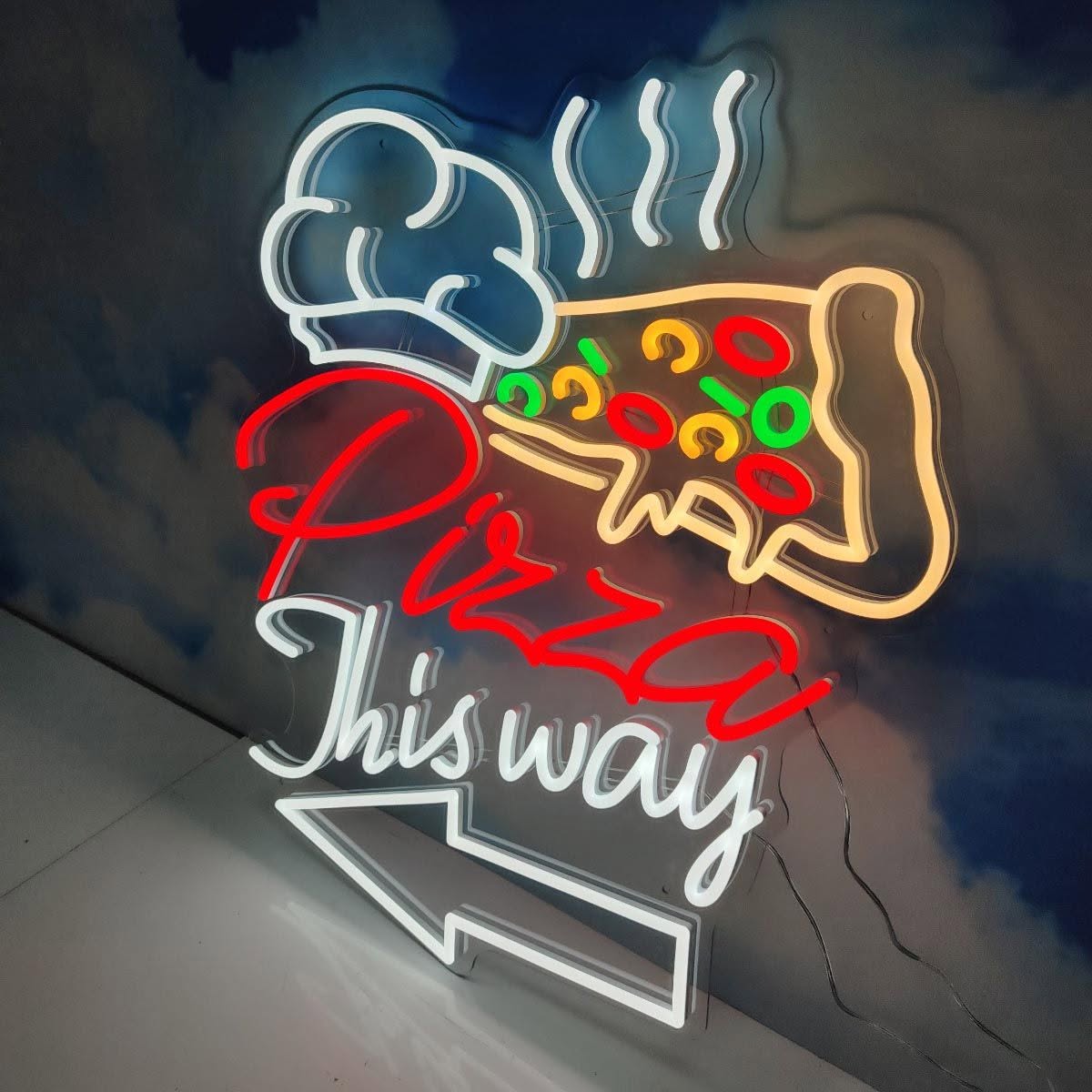 A decorative neon-style sign