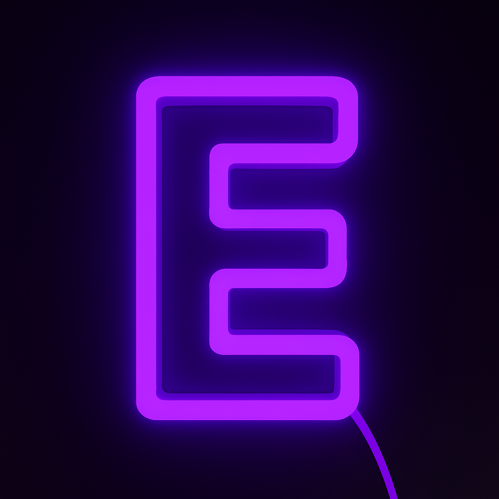 Martin Sign. Co Faux Neon Letter E Sign – Acrylic LED Light