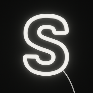 Neon light shaped like the letter 'S