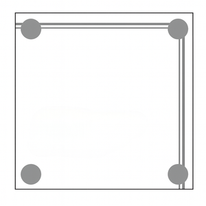 Diagram of a square with rounded corners and four gray circles at each corner.