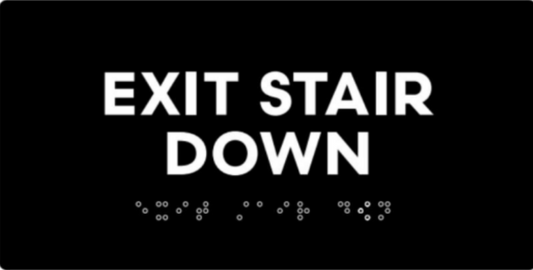 EXIT STAIR DOWN BLACK SIGN