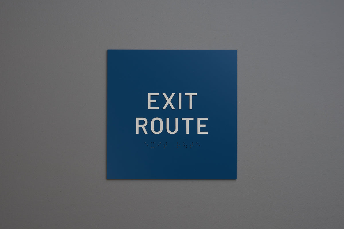 Outdoor Exit Rout ADA Exit Route Signs by Martina & Co in Acrylic & Aluminum – Martin Sign