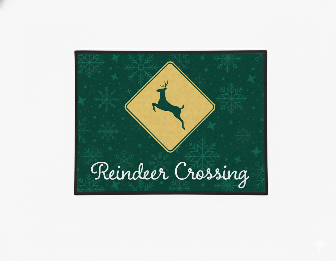 Waterguard Holiday  Reindeer Crossing  Scraper Mat