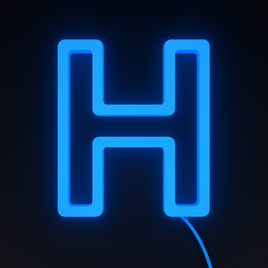 Neon blue letter H