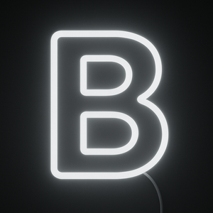 Neon light shaped like the letter 'B'