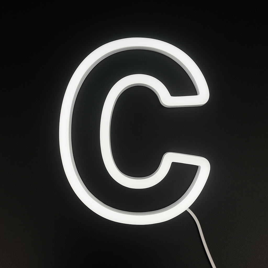 Neon light shaped like the letter 'C'