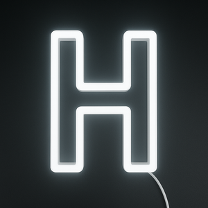 Neon light shaped like the letter 'H