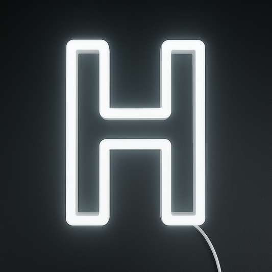 Neon light shaped like the letter 'H