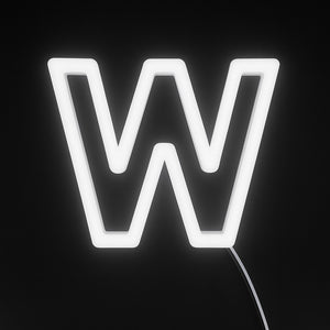 Neon light shaped like the letter 'W