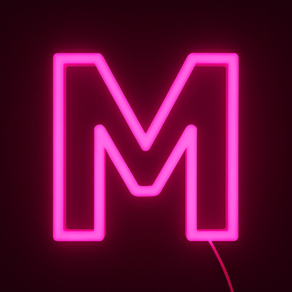 Neon pink letter M