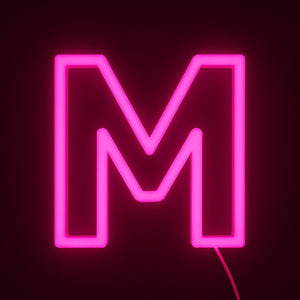 Neon pink letter M