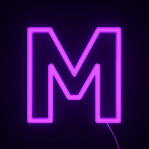 Neon purple 'M' letter