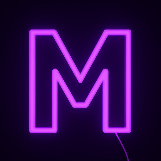 Neon purple 'M' letter