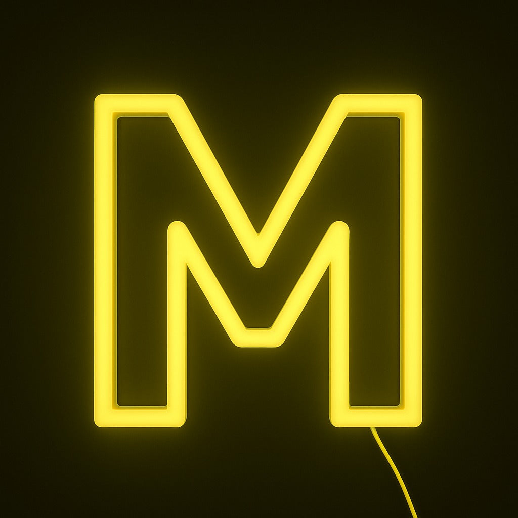 Neon yellow letter M