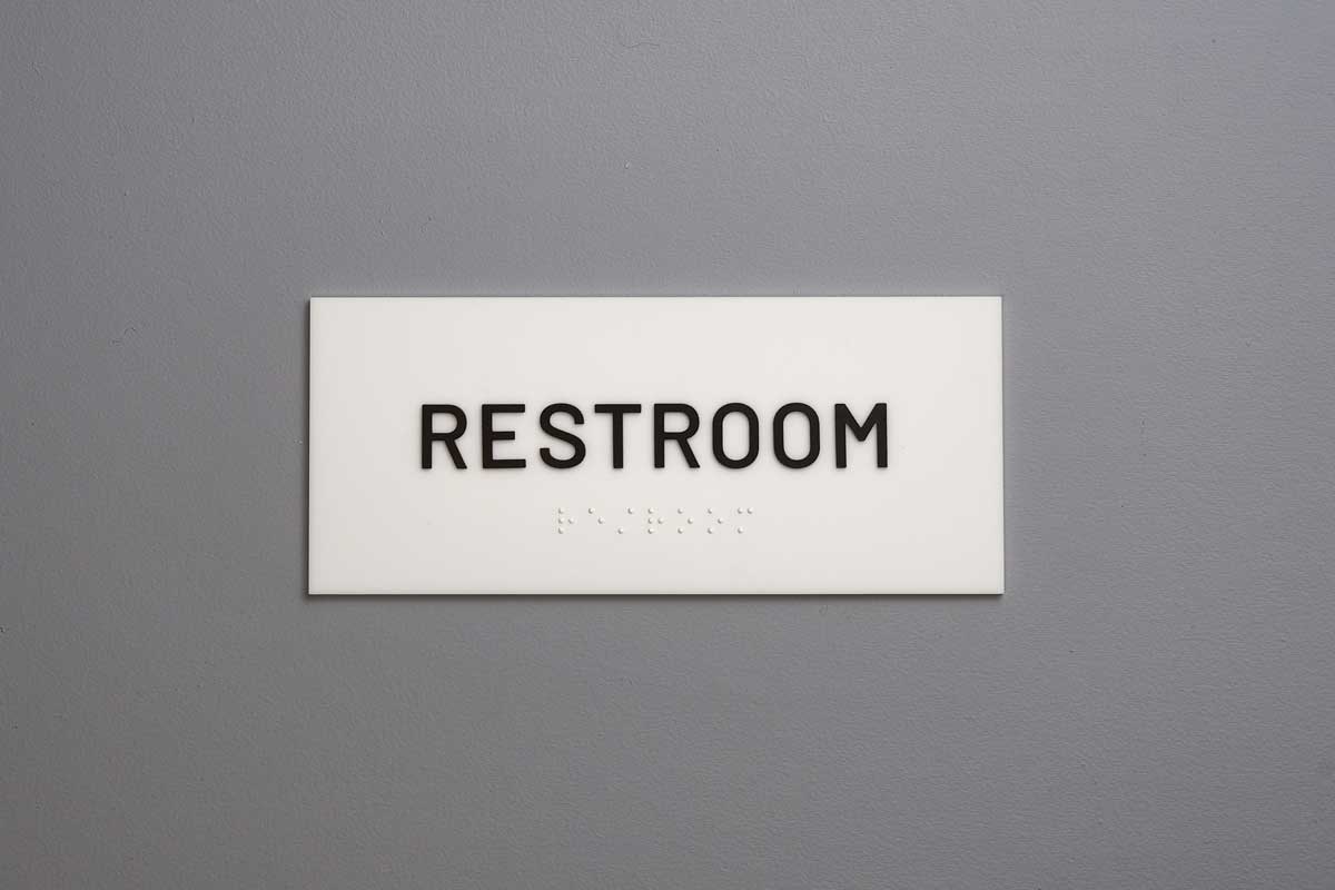 Martin Sign. Co. ADA Restroom Text Only Sign – Acrylic and Aluminum