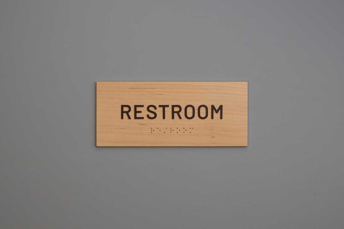 Martin Sign. Co. ADA Restroom Text Only Sign – Acrylic and Aluminum
