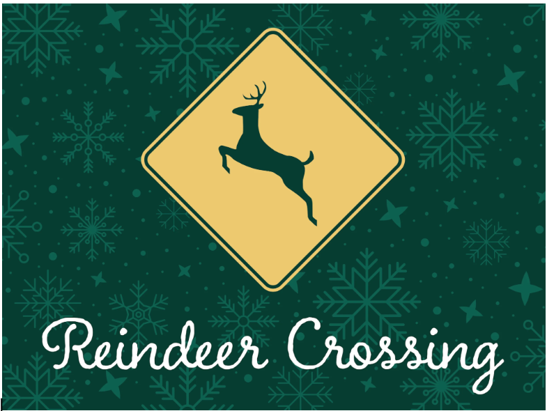 Reindeer Crossing Waterguard Seasonal Holiday Scraper Mat (Green)