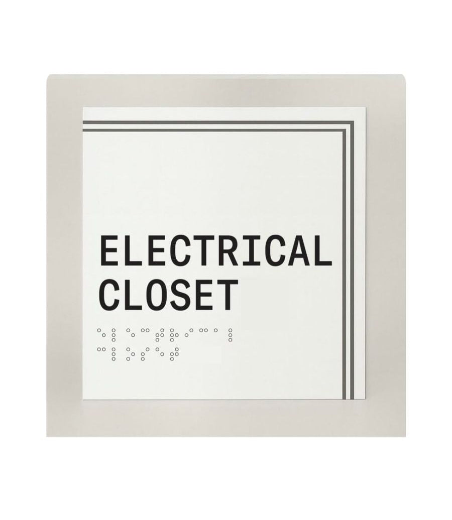 Sign with 'Electrical Closet' text on a white background