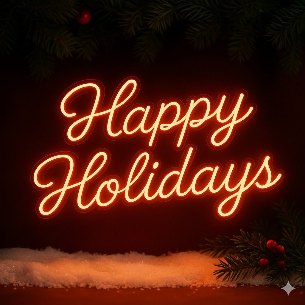 Happy Holidays Faux Neon Script Sign – Seasonal Interior