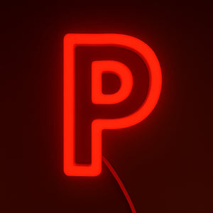 Neon red letter